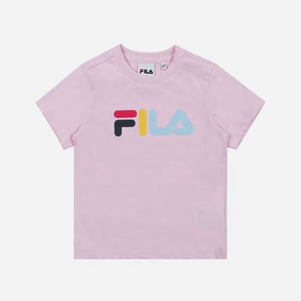 Fila Colorful Crew Neck S/S Boy's T-Shirts - Pink,NZ 34-13527